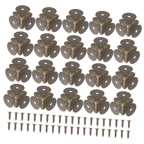 IWOWHERO 20 Stück Teiliges Vintage Möbel Eckschutz Dreiseitiger Dreieckiger Metall Schutz für Holzmöbel Rostfrei Dekorativer Kantenschutz für Schreibtisch Schrank Schmuck Geschenkbox von IWOWHERO