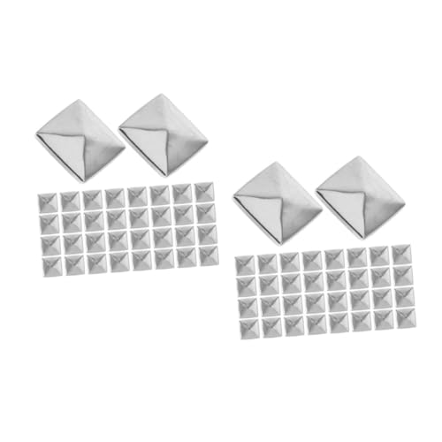 IWOWHERO 200 Stk Diy-material Silberne Pyramide Flatback-kleber Auf Nieten Pyramidennieten Nieten Für Kleidung Aufkleben Quadratische Spitzen Pyramidenbolzenniet Diy Spikes Nieten Silver von IWOWHERO
