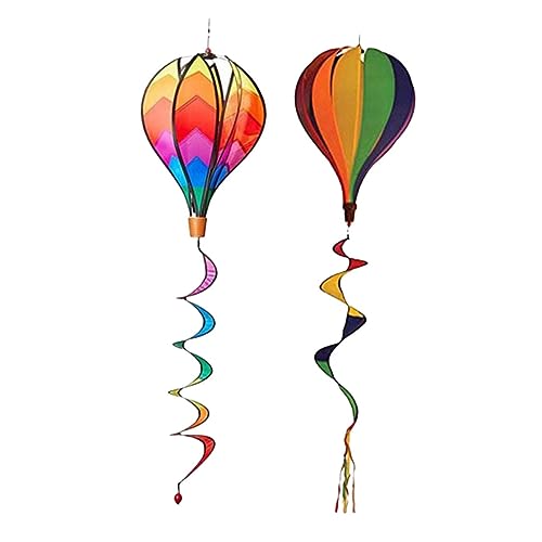 IWOWHERO 2stücke Hängende Windspiele Bunte Heißluftballon Deko Für Garten Terrasse Rotierende Windspinner Für Innen Und Außendekoration Für Feste Und Partys von IWOWHERO