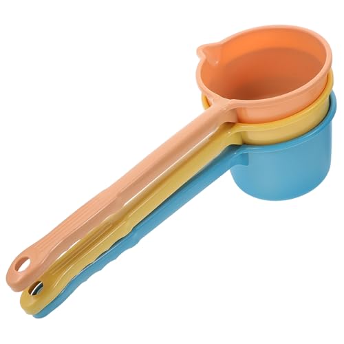 IWOWHERO 3 Stück Wasserlöffel mit Langem Griff Vielseitige Schöpfkelle für Küche Bad und Garten Bpa Frei Praktische Wasserschöpfer in Gelb und Blau zum Gießen Waschen und Duschen von IWOWHERO