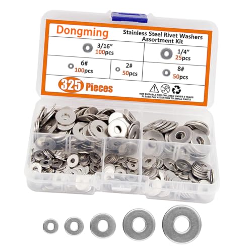 IWOWHERO 325 Stück Teiliges Edelstahl Flachscheiben Sortiment Rostfrei Verschleißfest Vielseitig Einsetzbar für Schrauben Inklusive Aufbewahrungsbox für Maschinenreparatur und Montage von IWOWHERO