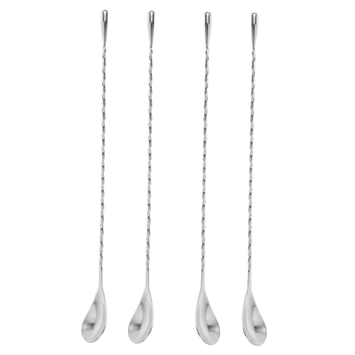 IWOWHERO 4 Stück Cocktail Rührlöffel Spiralgriff Teiliges Langer Barlöffel für Cocktails Milchtee Kaffee Bar und Küche Professioneller Mixlöffel mit Polierter Oberfläche von IWOWHERO