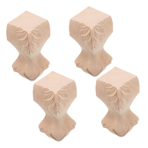 IWOWHERO 4 Stück Geschnitzte Holz möbelbeine im Europäischen Stil Robuste Sofabeine Schrankfüße und Tischbeine mit Künstlerischem Design für Sofa Kleiderschrank Couchtisch und Badmöbel von IWOWHERO