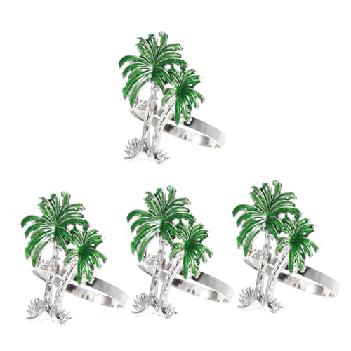 IWOWHERO 4 Stück Kokosnuss Serviettenschnalle Rustikales Partyzubehör Palmen Serviettenringe Palmen Serviettenhalter Strand Kokosnuss Serviettenhalter von IWOWHERO