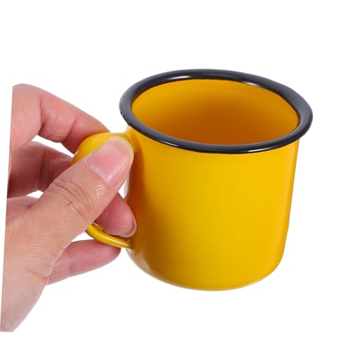 IWOWHERO 4 Stück Teiliges Emaille Trinkbecher Retro Design Langlebige Kaffeetassen mit Rutschfestem Griff Vielseitig für Camping Tee Kaffee Milch und Heiße Getränke Spülmaschinenfest von IWOWHERO