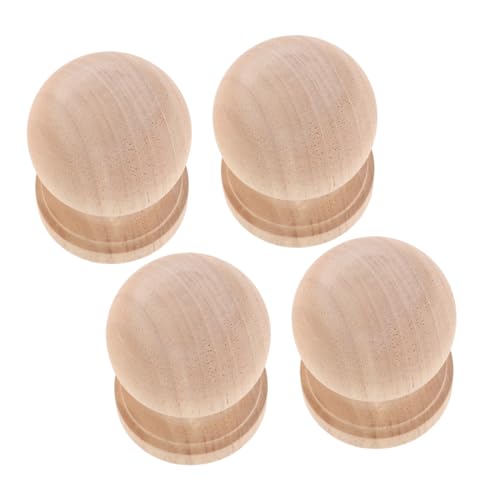IWOWHERO 4 Stück Teiliges Runde Holz Baluster aus Massivem Unlackiertem Holz Dekorative Möbel Zierknöpfe Natürliche Holzmaserung Langlebige Massivholz Bauteile für Schrank und von IWOWHERO