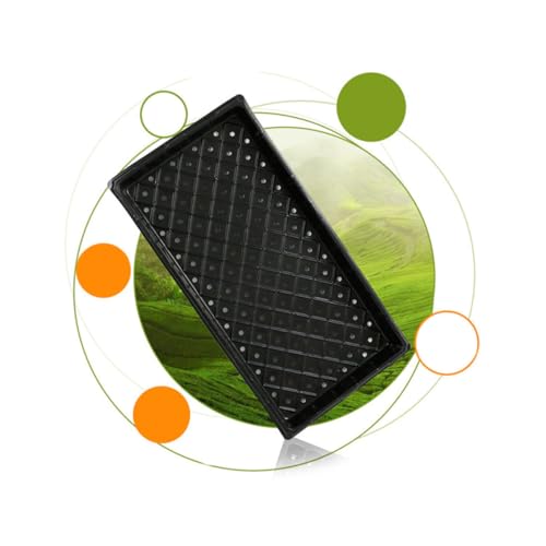 IWOWHERO 5 Stück PVC Anzuchtschale Flache Pflanzwanne mit Lüftungslöchern Atmungsaktive Hydroponic Grow Box aus Robustem Kunststoff Schwarz für Garten Gewächshaus und Pflanzenanzucht von IWOWHERO
