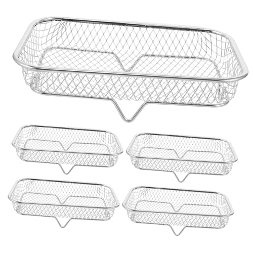 IWOWHERO 5 Stück Teiliges Edelstahl Air Fryer Rack mit Ablauffunktion Vielseitig zum Backen Kühlen und Servieren Robustes Rostfreies Küchengestell für Ofen Grill Barbecue und von IWOWHERO