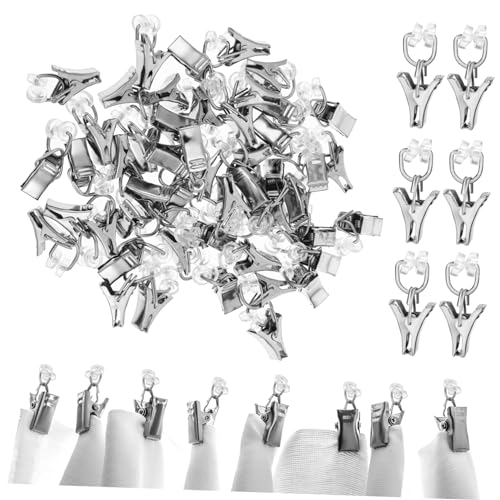 IWOWHERO 50Stücke Metall Vorhang Gleithaken Langlebige Vorhangklammern für Verschiedene Vorhänge für Heim und Duschvorhänge mit Starker Tragfähigkeit und Feiner Verarbeitung von IWOWHERO