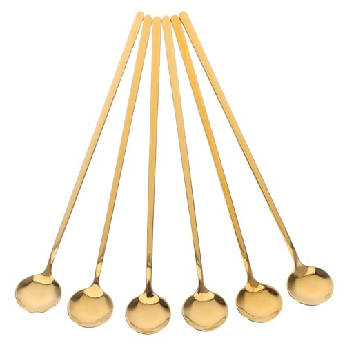 IWOWHERO 6 Stück Goldene Edelstahl Rührlöffel mit Langem Griff Langlebige Kaffeespatel für Latte Macchiato Dessert und Eis Stilvolle Küchenutensilien für Kaffee Teeliebhaber IWOWHERO 6 Stück Goldene Edelstahl Rührlöffel mit Langem Griff Langlebige Kaffeespatel für Latte Macchiato Dessert und Eis Stilvolle Küchenutensilien für Kaffee Teeliebhaber von IWOWHERO