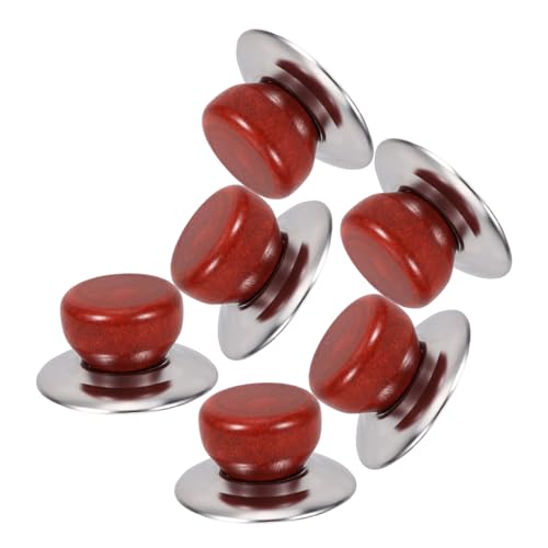 IWOWHERO 6 Stück Topfdeckelgriff Hitzebeständig und Robust aus Edelstahl und Holz Einfacher Austausch für Pfannen Topfdeckel Langlebig und Praktisch für Küche und Kochgeschirr von IWOWHERO