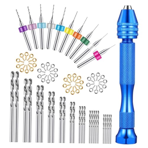 IWOWHERO 76 Stück Teiliges Mini Handbohrer Set mit Geriffeltem Griff Präzisions Bohrersatz für Manuelle Arbeiten Geeignet für Holz Kunststoff Modellbau und DIY Projekte von IWOWHERO
