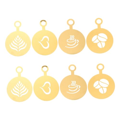 IWOWHERO 8 Stück Edelstahl Kaffeeschablonen Teiliges für Latte Art und Cappuccino Rostfrei Wiederverwendbar Vielseitig für Kaffee Kuchen und Heiße Langlebig und Leicht zu Reinigen für von IWOWHERO