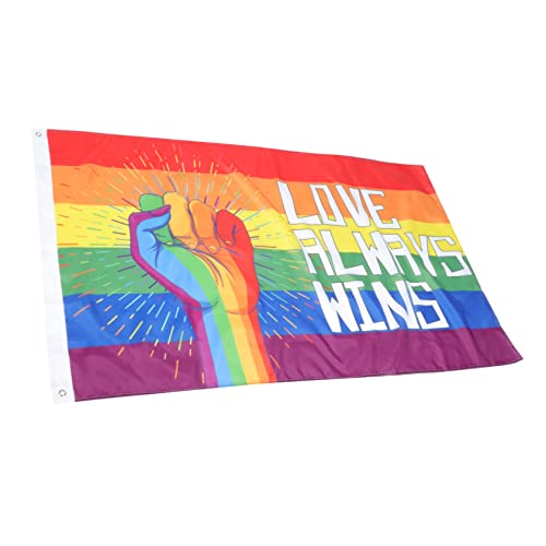 IWOWHERO Außendekoration Banner Regenbogen-Garten-windsack Regenbogen-gartenfahne Liebe Gewinnt Immer Pride-Community- Pride-Stick- Gay-Pride- Transgender Frieden Stoff Draussen Außenflagge von IWOWHERO