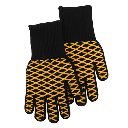 IWOWHERO Bbq Grillhandschuhe Hitzebeständig und Flammhemmende Silikon-ofenhandschuhe mit Rutschfestem Griff Einheitsgröße für Grillen Backen Kochen Camping und Feuerstellen von IWOWHERO