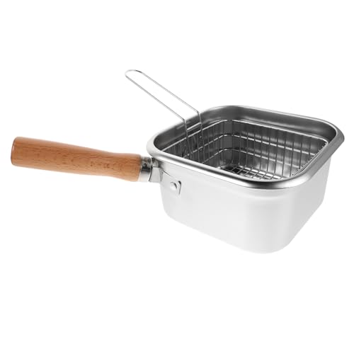 IWOWHERO Edelstahl Deep Frying Pot mit Korb Tragbarer Multifunktionaler Frittier Kochtopf Kompakt Langlebig und Leicht für Zuhause Camping und Outdoor-abenteuer von IWOWHERO