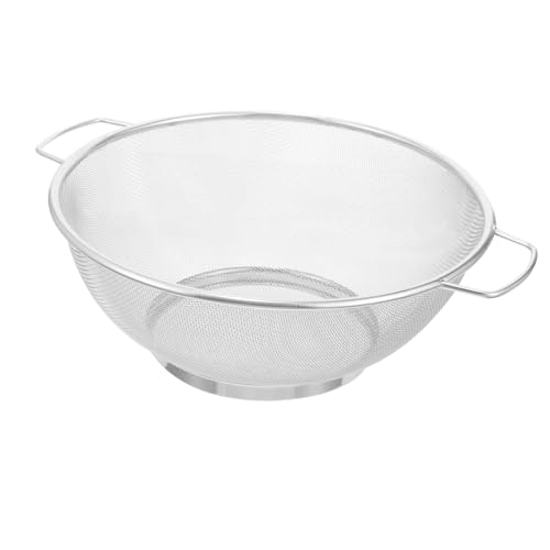 IWOWHERO Edelstahl Feinmaschiges Sieb Reissieb Abtropfkorb mit Doppelgriffen Rostfrei Robust und Langlebig Vielseitig für Gemüse Obst und Pasta als Küchensieb und Abflusskorb von IWOWHERO