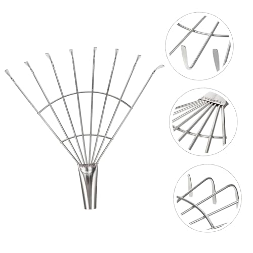 IWOWHERO Edelstahl Gartenrechen Zinkig Robust Langlebig Gartengerät für Bodenlockerung und Laubrechen ohne Stiel für Gartenarbeit und Kleine Gartenabfälle von IWOWHERO