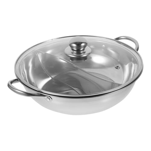 IWOWHERO Edelstahl Hotpot mit Trennwand und Griffen Hitzebeständig Induktionsgeeigneter Fondue topf mit Glasdeckel Rutschfest und Leicht zu Reinigen Multifunktionaler Herd Gasherd topf für IWOWHERO Edelstahl Hotpot mit Trennwand und Griffen Hitzebeständig Induktionsgeeigneter Fondue topf mit Glasdeckel Rutschfest und Leicht zu Reinigen Multifunktionaler Herd Gasherd topf für von IWOWHERO