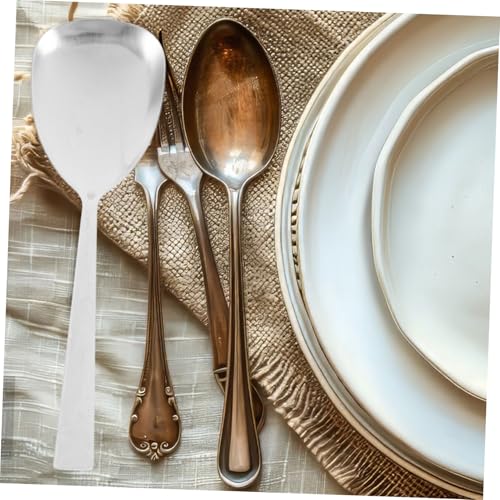 IWOWHERO Edelstahl Reislöffel Großer Servierlöffel Robust für Küche und Restaurant Komfortabler Griff Einfach zu Reinigen Stilvolles Design Langlebig für Reisgerichte Buffet von IWOWHERO