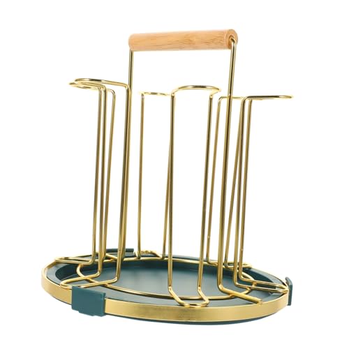 IWOWHERO Eisen Tassenhalter mit Holzgriff Dekorativer Becherhalter für Küche und Wohnzimmer Runder Becherständer Rostfrei Belüftet Praktisches Aufbewahrungssystem von IWOWHERO