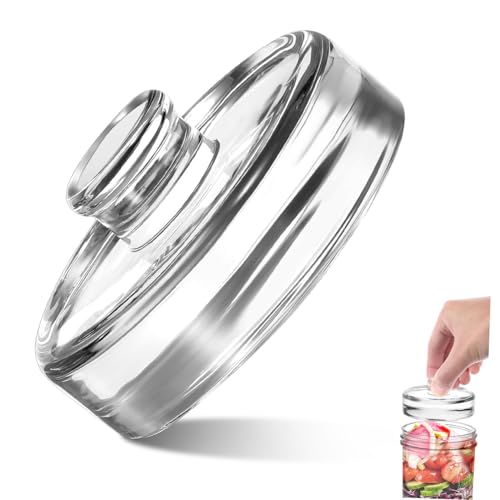 IWOWHERO Glasgewicht Gärgewicht mit Griff für Weithals Einmachgläser Robuster und Langlebiger Glasdeckel zum Fermentieren von Lebensmitteln für Sauerkraut und von IWOWHERO