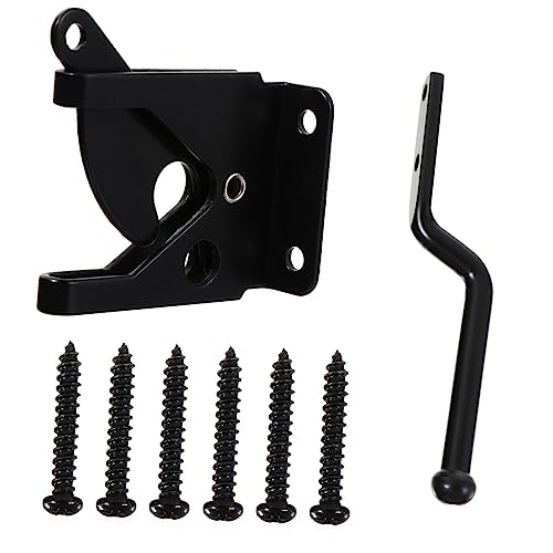IWOWHERO Gravity Lever Zaunriegel aus Eisen mit Scharnier Automatische Selbstverriegelung für Holztore Metall und Kunststoffzäune Befestigung Kompatibel mit Standard Padlock Teiliges von IWOWHERO