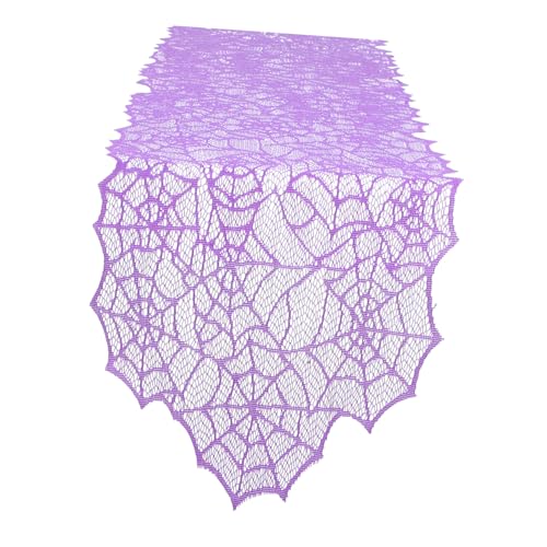 IWOWHERO Halloween Tischläufer aus Violett Gestrickter Spitze mit Spinnennetzmuster Gruselige Dekoration für Esstisch Buffet Outdoor und Indoor Schützender Halloween Tischläufer IWOWHERO Halloween Tischläufer aus Violett Gestrickter Spitze mit Spinnennetzmuster Gruselige Dekoration für Esstisch Buffet Outdoor und Indoor Schützender Halloween Tischläufer von IWOWHERO