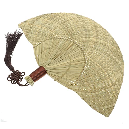 IWOWHERO Handgefertigter Geflochtener Fächer aus Stroh Vintage Handfächer für Sommer Partys und Wanddeko Leichter Handventilator für Senioren und Praktischer Fächer als Tanzrequisit und von IWOWHERO