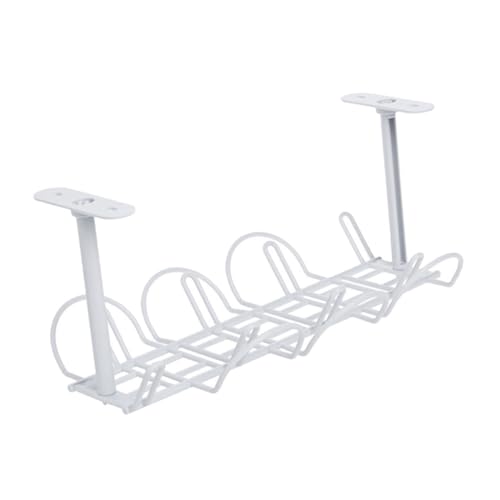 IWOWHERO Kabelkorb Untertisch Kabelmanagement Kabelhalter Weiß Kabelführung Organizer für Büro Wohnzimmer Schreibtisch Powerstrip Ordnungssystem Kompakt Robust von IWOWHERO