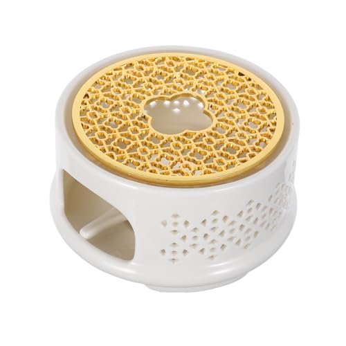 IWOWHERO Keramik Teewärmer mit Kerzenhalter und Löffel Deckel Edelstahl Kissen Teekannen Heizbasis für Glas Teekannen Haushalts Teewärmer für Kaffee Milch und Tee Geeignet für Outdoor und von IWOWHERO