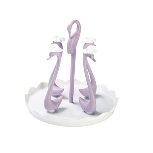 IWOWHERO Kreativer Becherhalter Kunststoff Drehbar mit Schwan-design Tassenhalter für Zuhause Küche zur Trocknung und Aufbewahrung Langlebig und Dekorativ in Violett von IWOWHERO