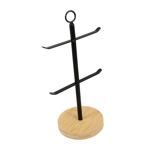 IWOWHERO Küchenarbeitsplatte Becherdeckel Organizer aus Eisen und Holz Doppelstöckiges Aufbewahrungsregal für Tassen Deckelhalter Robust Langlebig Leicht zu Reinigen Platzsparend für von IWOWHERO