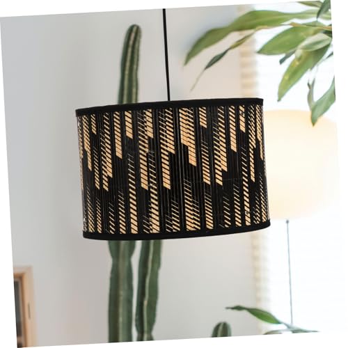 IWOWHERO Lampenschirm mit Geometrischem Print Handgefertigter Lampenschirm für Pendelleuchte Stabile Bambusstruktur für Schlafzimmer und Wohnzimmer Installieren von IWOWHERO