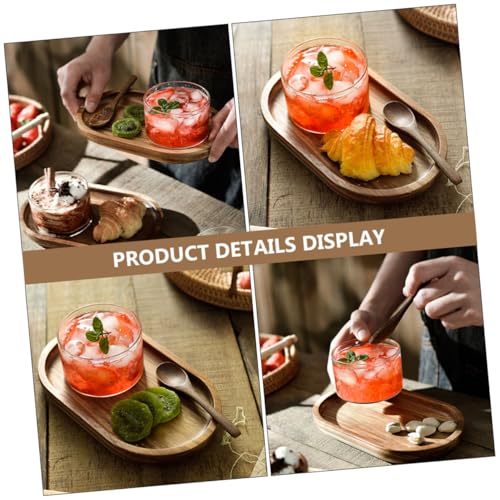 IWOWHERO Natürlicher Acacia Holz Serviertablett Set mit Glas und Löffel Snack Kaffee tablett für Küche Wohnzimmer Vielseitiges Handgefertigtes Holztablett für Stilvolle Aufbewahrung und von IWOWHERO