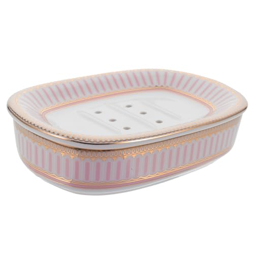 IWOWHERO Nordische Keramik Seifenschale mit Ablauf Doppeltes Abtropfsystem Rutschfester Seifenhalter für Badezimmer Küche Vielseitige Badablage in Rosa mit Streifenmuster IWOWHERO Nordische Keramik Seifenschale mit Ablauf Doppeltes Abtropfsystem Rutschfester Seifenhalter für Badezimmer Küche Vielseitige Badablage in Rosa mit Streifenmuster von IWOWHERO