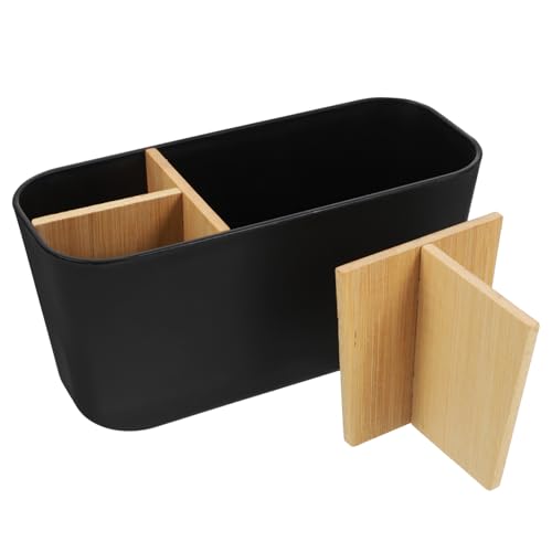 IWOWHERO Schreibtisch Organizer Box mit Fächern Schwarz Multifunktionale Aufbewahrung für Büro Remote Control Makeup Pinsel Kompakt Platzsparend Moderner Organizer für Schreibtisch und von IWOWHERO
