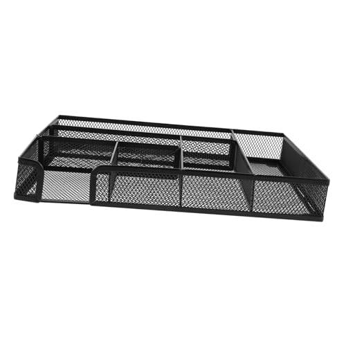 IWOWHERO Schreibtisch Organizer aus Metallgitter Fächer Multifunktional für Büro Schule Zuhause Badezimmer Küche Schwarz Robuster Allzweck Organizer mit Atmungsaktivem von IWOWHERO