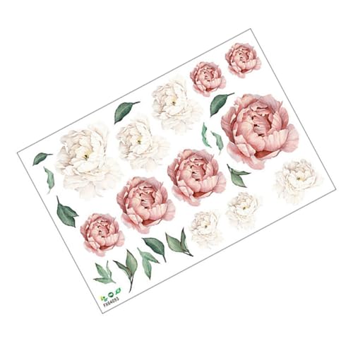 IWOWHERO Selbstklebende Pfingstrose Wandtattoos Wandbild Wanddeko Schlafzimmer Mädchenzimmer PVC Tapeten Aufkleber Leicht Anzubringen und Rückstandsfrei Entfernbar von IWOWHERO