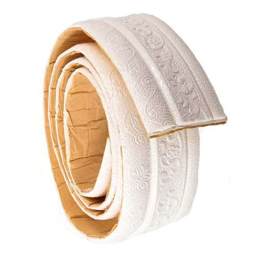 IWOWHERO Selbstklebende Wandleiste aus Schaumstoff Abziehbare Dekorative Wandbordüre Weiß Einfach Anzubringen Entfernbare Wanddekoration für Küche Bad Schlafzimmer und Büro von IWOWHERO