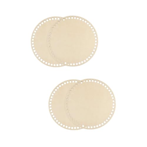 IWOWHERO Taschenboden Kunstleder 4 Stück Gewebter Taschenboden Korb Deckel Netz Gewebte Tasche Taschenböden Zum Häkeln Beute Behälter Körbe Liner Häkeltaschen-kit Spielzeug Zusammenklappbar Holz von IWOWHERO
