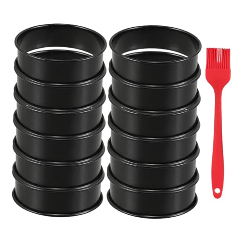 IWOWHERO Teiliges Edelstahl Backringe mit Silikonpinsel Doppelt Gerollte Antihaftbeschichtete Runde Tart Crumpet-formen für Gleichmäßiges Backen bei Familienfeiern und Partys IWOWHERO Teiliges Edelstahl Backringe mit Silikonpinsel Doppelt Gerollte Antihaftbeschichtete Runde Tart Crumpet-formen für Gleichmäßiges Backen bei Familienfeiern und Partys von IWOWHERO