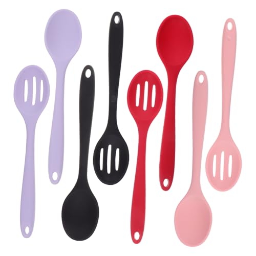 IWOWHERO Teiliges Silikon Küchenlöffel Set mit Schlitzlöffel Hitzebeständig Antihaftbeschichtet Vielseitig für Rühren Servieren Abseihen zum Kochen und Backen von IWOWHERO