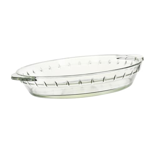 IWOWHERO Tempered Glass Baking Plate Mikrowellengeeignet Backofenfest Dampfgarer Servierteller Für Pizza Steak Fisch Küchenzubehör Mit Rutschfestem Griff Ergonomisch Und Hitzebeständig von IWOWHERO