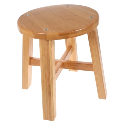 IWOWHERO Tritthocker aus Natürlichem Holz Rutschfester Mini Hocker mit Stabilen Beinen Leichter Sitzhocker für Badezimmer und Kindergarten Platzsparender Fußschemel in Praktische von IWOWHERO