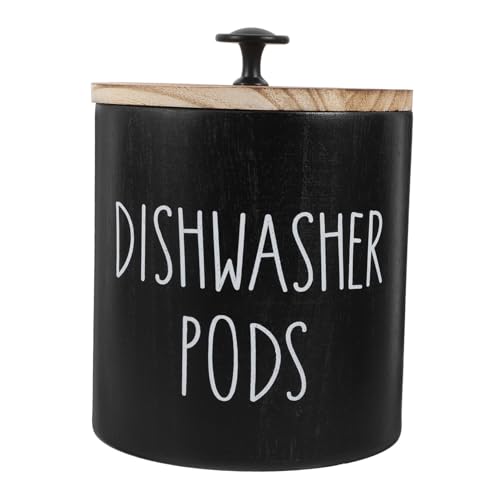 IWOWHERO Trocknerballhalter Wäschetabletten Aufbewahrungsdose Wäschetonne Mit Deckel Wäschetablettenbehälter Wäschepulvereimer Wäschekapselhalter Wäscheaufbewahrungsbehälter Schwarz von IWOWHERO