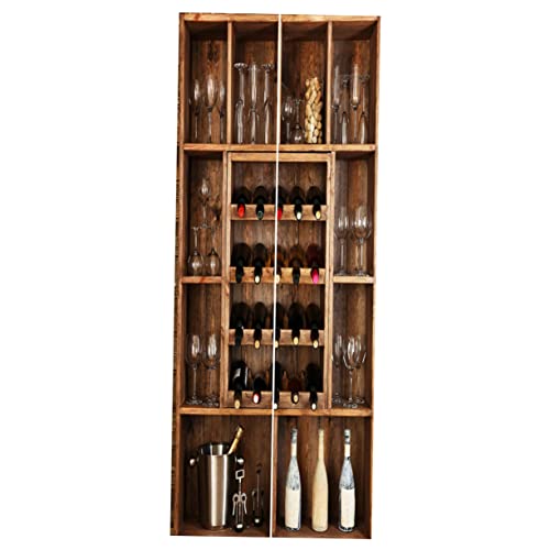 IWOWHERO Türtapete Selbstklebend Set PVC Fliesenaufkleber für Moderne Weinmöbel und für Wohnzimmer und Schlafzimmer von IWOWHERO