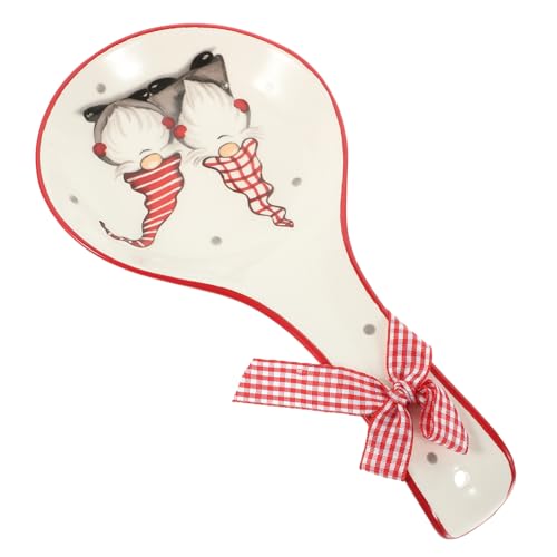 IWOWHERO Weihnachtlicher Keramik Löffel und Essstäbchenhalter mit Schleife Stabiles Besteckregal Spülmaschinenfest Platzsparend für Küche und Esstisch als von IWOWHERO