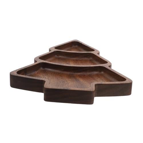 IWOWHERO Weihnachtsbaum Serviertablett aus Holz Wasserdichtes Handpoliertes Geteiltes Frühstück und Snackbrett Vielseitiges Holztablett für Weihnachtsfeiern und Party von IWOWHERO