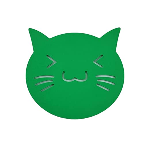 IXCVBNGHS Katzenkopf Cartoon-Muster Tisch-Isoliermatte Verbrühschutz Anti-Rutsch-Matte Haushalts-Silikon Schüsselmatte Untersetzer Tischset (grün), small von IXCVBNGHS